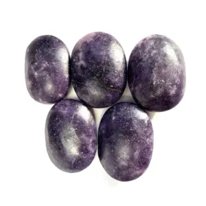 Pedra de massagem de bolso para massagem corporal, pedra lepidolite para equilíbrio natural de chakra, Reiki, cura e cristal