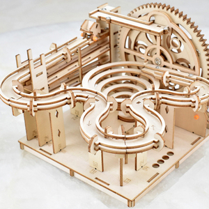 Modèle <span class=keywords><strong>de</strong></span> construction en bois découpé au laser, jouet éducatif 3D en bois avec boule roulante - Product Image 5