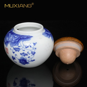 Muxiang Blue And White Porcelain Wooden Cigarette Pipe With Briar Wood Cap And Ceramic Body For Men Smoking Hookah - Product Image 3