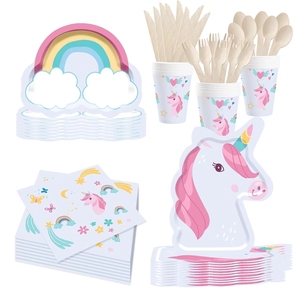 Vaisselle jetable pour fête d'anniversaire sur le thème de la licorne DAMAI, fournitures pour fête d'anniversaire pour enfants en forme de licorne - Product Image 1