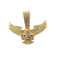 Collier pendentif boule Aigle entièrement serti de diamants, chaîne à maillons en alliage de zinc, style hip-hop, tendance, luxe léger, personnalisé, pour soirée