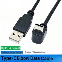 Câble de données angulaire Type-C prenant en charge la charge rapide 3A et l'interface USB vers Type-C avec un coudé à 90 degrés en PVC pour téléphones Android