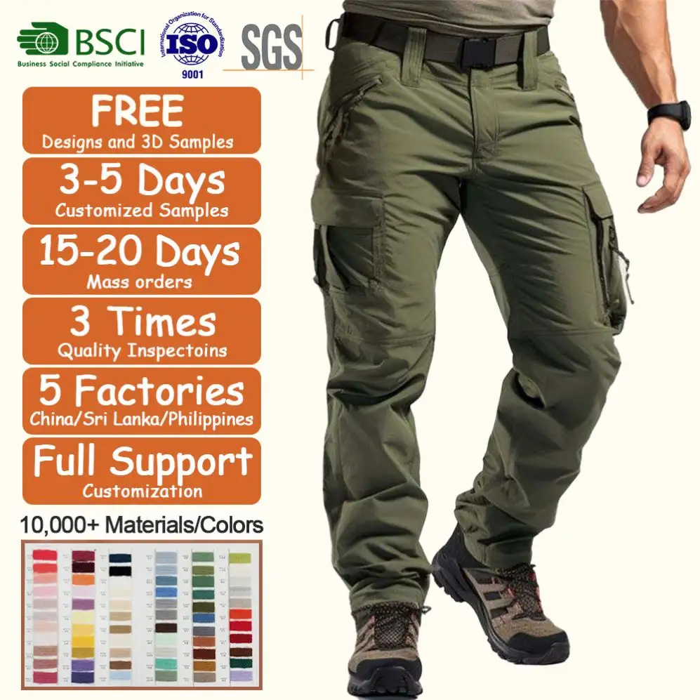 Custom Logo Vestuário Fabricantes Atacado Calças Masculinas Impermeável Combat Worker Cargo Training Pants Plus Size Outdoor Pants