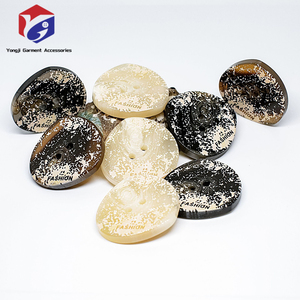 Yongji Chất lượng cao thời trang nút nhựa mẫu áo sơ mi Bốn Mắt màu đen thiết kế mới không thường xuyên hình bầu dục nút nhựa cho áo - Product Image 3