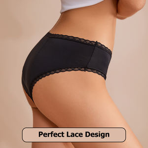 Shanhao OEM 4-lagige saugfähige, auslaufsichere Slip Höschen für starke Blutung Performance Periodenunterwäsche Spitzen-Menstruationsslips - Product Image 3