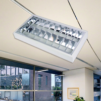 Luminaire de plafond à grille fluorescente T8 double tube, base en fer, corps en aluminium, 220-240V, lumière du jour 6000K