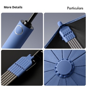 New 264 Bone Trifold Automatic Black Glue Solid Color UV Protection <b>Sunscreen</b> Umbrella for Female - Product Image 4