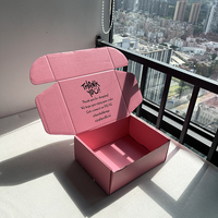 Boîte d'expédition en carton ondulé recyclable rose avec logo, taille personnalisée, MOQ 100