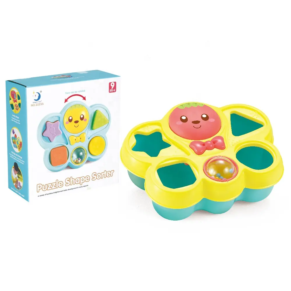 Blok Pendidikan Awal Plastik Bentuk Penyortir Permainan Kognitif Mainan Puzzle Kubus Warna-warni Prasekolah Mainan Belajar Geometris untuk Bayi