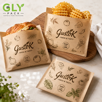 Sacs à sandwich en papier kraft imprimés sur mesure GLY PACK, résistants à la graisse, avec doublure en cire de qualité alimentaire, pour emballages de burgers, frites et plats à emporter