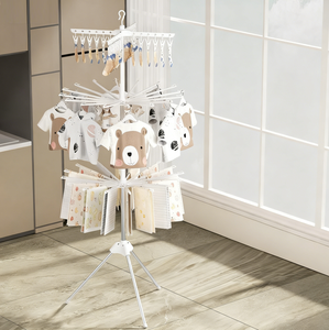 Séchoir à linge pliable multi-barres, sur pied, en acier inoxydable, porte-serviettes, rangement pour balcon, pinces à chaussettes - Product Image 2