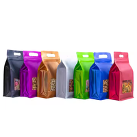 Pochette de scellage écologique à huit côtés à fond plat avec fenêtre à fermeture éclair Sacs d'emballage refermables plaqués aluminium Poignée thermoscellable