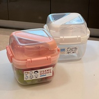 Boîte à salade carrée en plastique légère, compatible micro-ondes, pour les trajets quotidiens transfrontaliers, boîte de pique-nique double couche pour l'extérieur