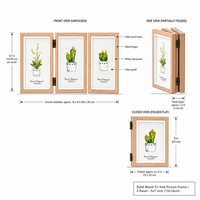 Cadre photo pliable en bois massif 5x7 pouces, 3 panneaux, support de table, passe-partout blanc pour photos, décoration intérieure