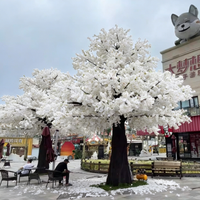 Grand arbre artificiel d'extérieur avec fleurs, cerisier rose en soie, grande décoration florale pour la maison
