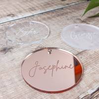 Étiquettes rondes transparentes, 100 pièces, cercles en acrylique gravés pour artisanat, avec trou