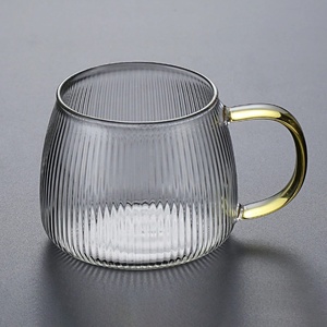 Cao cấp 13oz/400ml cốc cà phê Thủy Tinh Độc Đáo ánh sáng màu vàng xử lý rõ ràng Fancy ly phong cách sọc dọc mô hình cho nhà bếp - Product Image 1