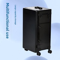 Valise de maquillage professionnelle 24'' résistante à l'eau en PC, avec miroir à 8 LED et haut-parleur Bluetooth