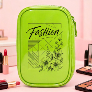 Bolsa Organizadora <span class=keywords><strong>de</strong></span> Cosméticos <span class=keywords><strong>de</strong></span> Viaje Impermeable <span class=keywords><strong>de</strong></span> Doble Capa con Espejo en Cuero Sintético Brillante para Maquillaje y Artículos <span class=keywords><strong>de</strong></span> Aseo - Product Image 4