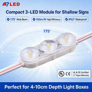 Modules LED SMD2835 7100K 3 lentilles haute efficacité IP67 12V 40*12*9.3mm pour enseignes lumineuses et caissons lumineux de 4 à 10 cm - Product Image 1