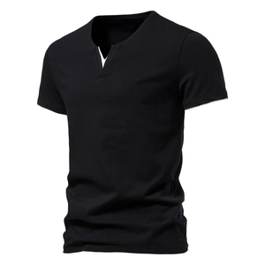 Camiseta de manga corta de algodón de buena calidad para hombre de verano, camiseta de gran tamaño con cuello en V, venta al por mayor - Product Image 2