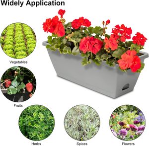 Jardinières de balcon de haute qualité avec plateaux, grands pots carrés <span class=keywords><strong>en</strong></span> plastique pour fleurs et légumes d'extérieur - Product Image 2