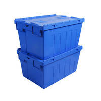 Boîte de rangement en plastique solide en PP personnalisable, empilable, avec couvercle intégré, pour suspendre et empiler