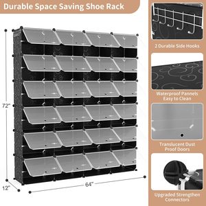 Home Furniture <strong>Plastic</strong> Shoe Rack Foldable <strong>Wardrobe</strong> With Shoe Cabinets - Product Image 5