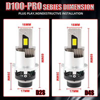 2PCS D2S D4S 35W LED Ampoule de phare de voiture Super Bright 6000K White 1:1 Mini Size Aluminum D2R D4R Series Plug & Play