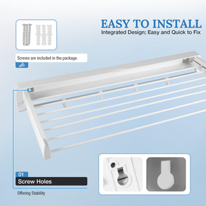 Séchoir à linge rétractable et pliable pour balcon, en métal, gain de place, porte-serviettes mural, porte-vêtements - Product Image 3