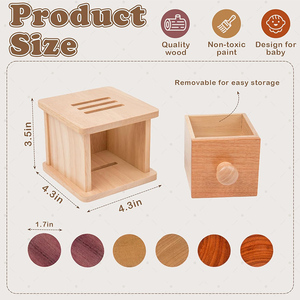 Boîte à pièces Montessori en bois - Boîte de permanence des objets double face en bois naturel pour bébés de 1 an - Jouet éducatif en bois - Product Image 6