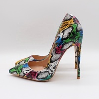 Chaussures à talons aiguilles pointus pour femmes, escarpins de mariage, à talons hauts, colorés, imprimé serpent, 12 cm 10 cm 8 cm, vente en gros, nouvelle collection, 2020