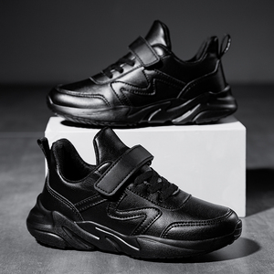 Baskets de sport décontractées Cema en cuir PU noir et blanc pour enfants, garçons et filles, idéales pour l'école et la course à pied - Product Image 4