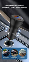 Chargeur de voiture à double port PD 100W à haute efficacité avec écran LED numérique, charge rapide QC3.0, adaptateur de voiture pour téléphone