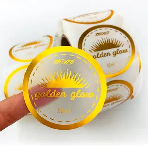 Custom Logo Printing Transparent Gold Foil Clear Vinyl Waterproof Labels -  China Clear Label and Decorative Sticker price