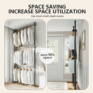 YIJIALE Stendibiancheria <span class=keywords><strong>ad</strong></span> <span class=keywords><strong>Angolo</strong></span> Salvaspazio in Acciaio al Carbonio Resistente, Portatile, per Piccoli Spazi - Product Image 2