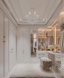 2025 Contemporary Wood <b>Wardrobe</b> Wooden Bedroom Furniture Set Custom Armoire Walking Closet Cloakroom - Product Image 1