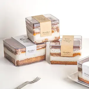 Wholesale Transparent Square Ps Plastic Tiramisu Dessert Cake Box