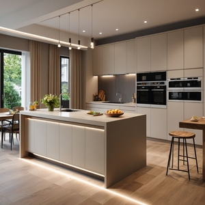 Armarios de cocina de diseño moderno de lujo personalizados, muebles de cocina modulares de cocina de madera, armarios para apartamento - Product Image 1