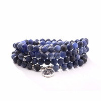 Bracelet-collier en perles de 108 maillons en pierre naturelle Œil de tigre de 8 mm, cristal de guérison, pour le yoga, breloque, bijoux DIY durables