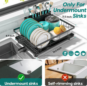 Égouttoir à vaisselle en métal pour comptoir de cuisine avec plateau de drainage, support de rangement multifonctionnel pour assiettes et vaisselle pour la <span class=keywords><strong>maison</strong></span> - Product Image 5