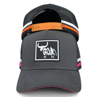Topi Trucker Hitam 5 Panel Snapback Kapas Terstruktur Bordir Logo Kustom X&K, Bernapas, Cocok untuk Aktivitas Luar Ruangan Musim Panas