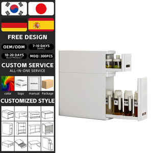 משטח מתכת פינתי עומד מתקפל חדש לבן שכבה כפולה לשליפה מגירה קופסת תבלינים מתלה ארגונית לארון אחסון למטבח - Product Image 2