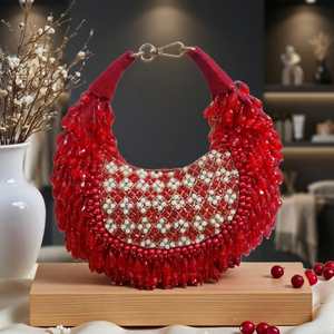Traditional Indian Classic Soft Suede Tassel <b>Mirror</b> Work Flap Bag Women Party Evening Handbag Bridal Wedding Purse Casual - Product Image 3