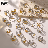 Bague ouverte en acier inoxydable de couleur double Anneaux simples en acier inoxydable de couleur double Anneaux ouverts simples en acier inoxydable