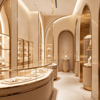Vitrines de luxe durables et de qualité supérieure pour bijoux, ensemble de comptoirs d'exposition avec éclairage LED, mobilier personnalisé pour bijouterie
