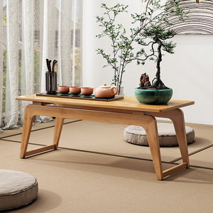 Table basse en bois de style japonais, faite à la main, pour salle tatami - Product Image 1