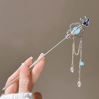 Élégante Pince à Cheveux de Style Chinois avec Pompon, Bâtonnet à Cheveux Traditionnel Motif Cerf, Accessoire de Coiffure, Bijou pour Femme, Épingle à Cheveux, Aiguille à Cheveux