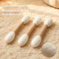 Jouet pour chat en feutre de laine, grande brosse interactive en coton, pour le soulagement du stress, le nettoyage des dents, le nettoyage des dents par le grincement, l'enrichissement olfactif pour animaux de compagnie