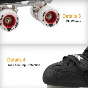 Logo personalizzato fodera in rete traspirante noleggio doppia fila ruota Quad Kick Roller Skate Shoes - Product Image 3